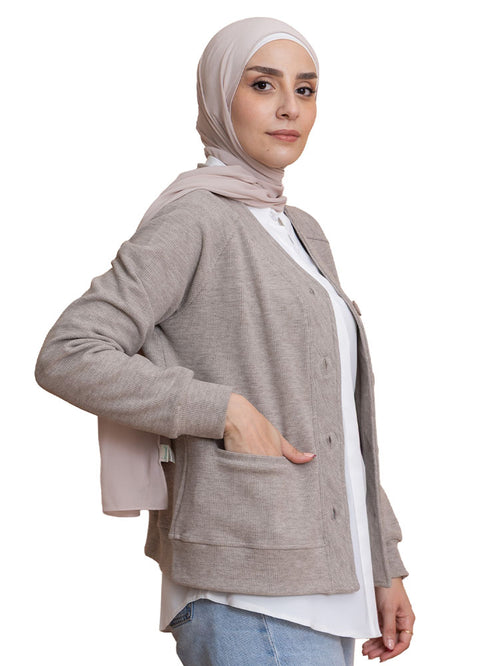 Light Coffee RD-Button Sweater